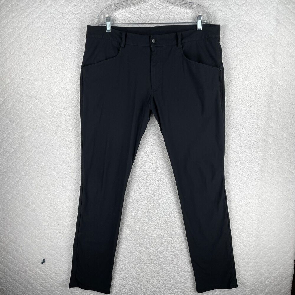 Lululemon ABC Slim Pants Mens Size 38x33 Black Warpstreme Straight Stretch